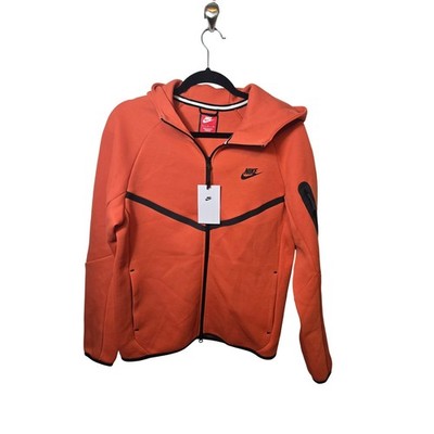 Nike Sportswear Tech Fleece Full-Zip Hoodie Orange Black HV0949-846 Mens S NWT