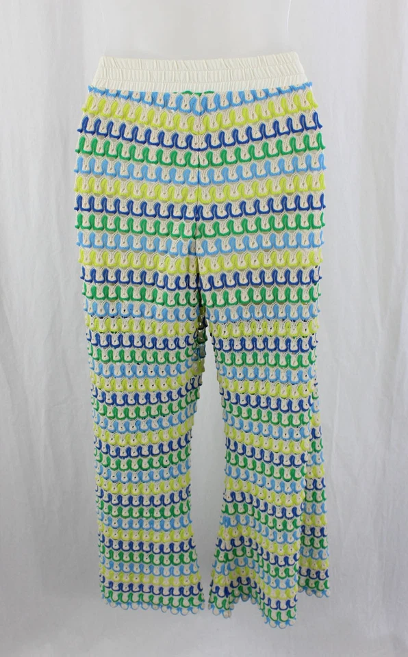 Pantalones Kaylani de ganchillo Johnny Was Jade para mujer con estampado verde marfil azul Foto 2 de 4