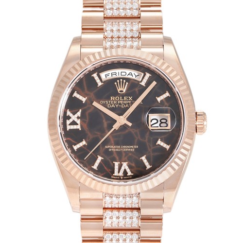 Rolex Day-Date 128235 Rose Gold 36.0mm Brown Dial Automatic Wr...