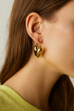Trendy Puffy Heart Hoop Earrings 18K Gold Plated