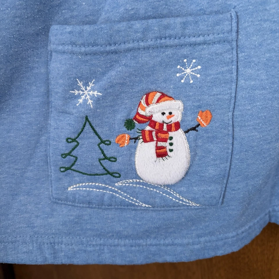 VTG 2X Christmas Snowman Winter Embroidered Long Sleeve Pearl Snap Cardigan 90s - Image 3 of 4