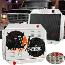 4 Row Radiator+Shroud+Electric Fan fit 1966-1979 Ford F-Series Bronco Trucks V8