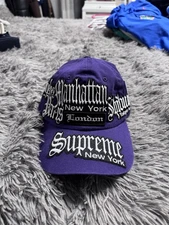Supreme City Patches 6-Panel Hat SS23 Purple Worn 2x