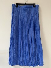 Eileen Fisher Crushed Silk Skirt , Blue Color , Large Size , NWT, 198