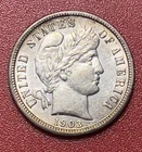 1903 P Barber Silver Dime,  About Uncirculated to Uncirculated (AU/BU).