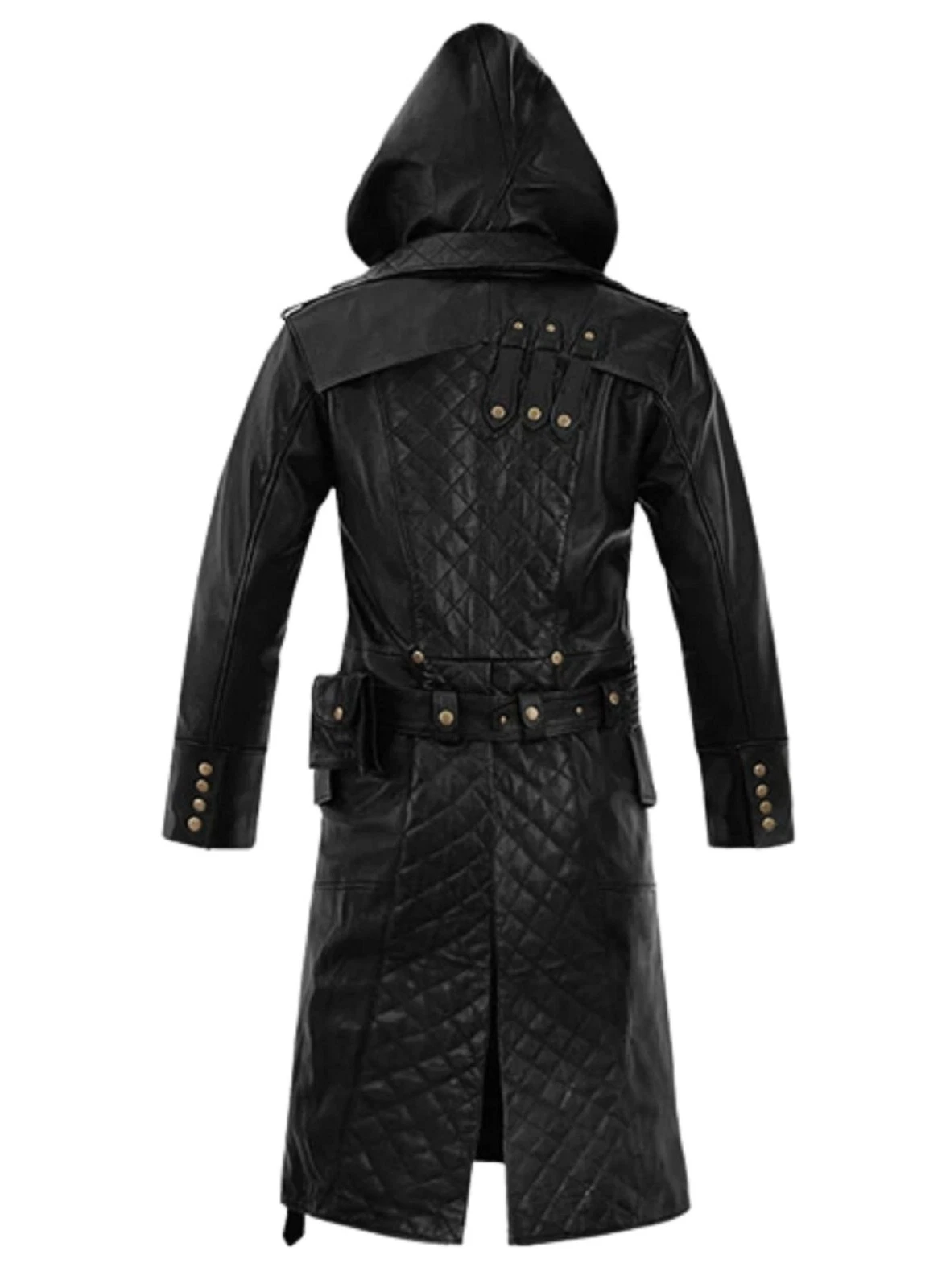 Mens Black Lambskin Leather Hooded Trench Coat Full Length Duster Overcoat Wears image 8