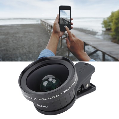 2 In 1 Phone Camera Lens Kit 0.45X Wide Angle 12.5X Macro Universal Clip On Fit