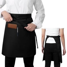 Long Server Apron 2 Pockets Extra Long Tie Lightweight Half Men Women Chef