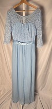 Light Blue Lace Long Sleeve A Line Dress Size Large