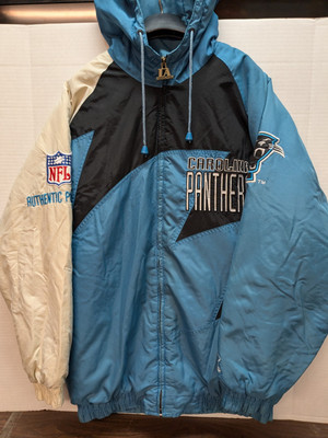  VINTAGE Logo Athletic CAROLINA PANTHERS FULL ZIPP WITH HOOD Shark Jacket M