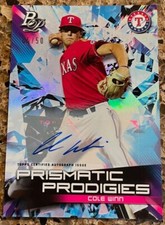 2019 BOWMAN PLATINUM COLE WINN AUTOGRAPH /50 PRISMATIC PRODIGIES PPP-30 RANGERS