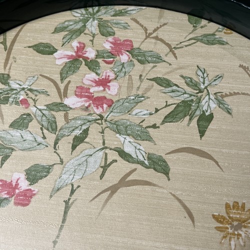 Kraftware 12.5" Vintage Round Serving Tray Green Faux Leather Oriental Flowers - Picture 16 of 17