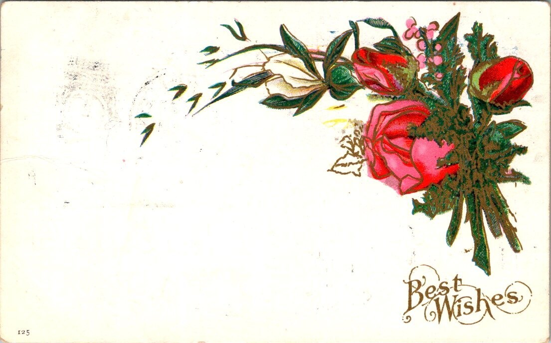vintage postcard - best wishes roses posted 1907 | eBay