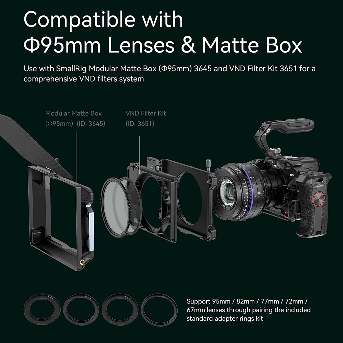 SmallRig 95mm CPL-VND Filter Kit with Rod Clamp fr 95mm/82mm