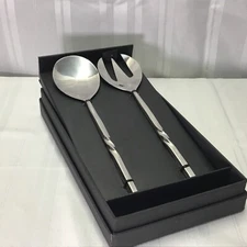 2 Piece Salad Serving Set - Stainless Steel EUC