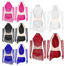 Womens Leotard Performance Bodysuit Ballroom Dress Latin Figure Skating Tango