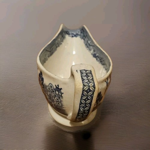 Antique Unmarked Chinoisrie Farmhouse Staffordshire Willow Pattern Gravy Boat - Picture 3 of 5