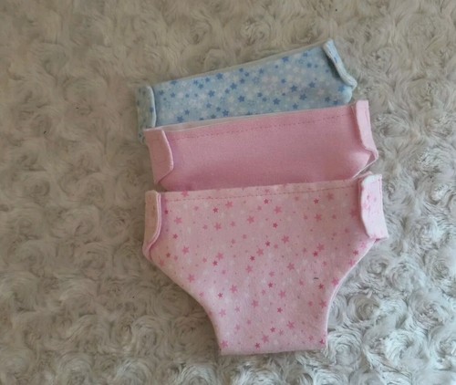 3 DIAPERS~pink & blue ⭐ print & pink~ made for 15" BittyBaby, similar baby doll