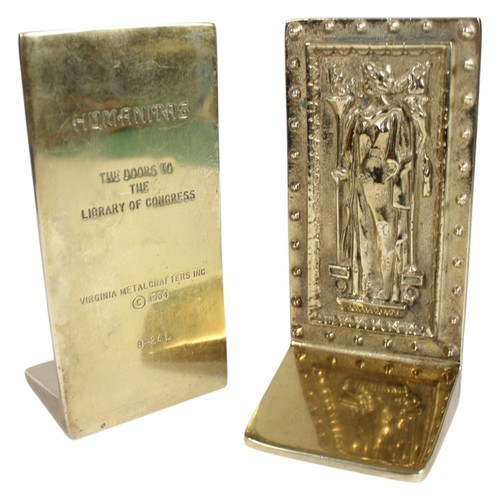 Brass Bookends Virginia Metalcrafters DOORS Library of Congress Intellectus Hum - Picture 2 of 8