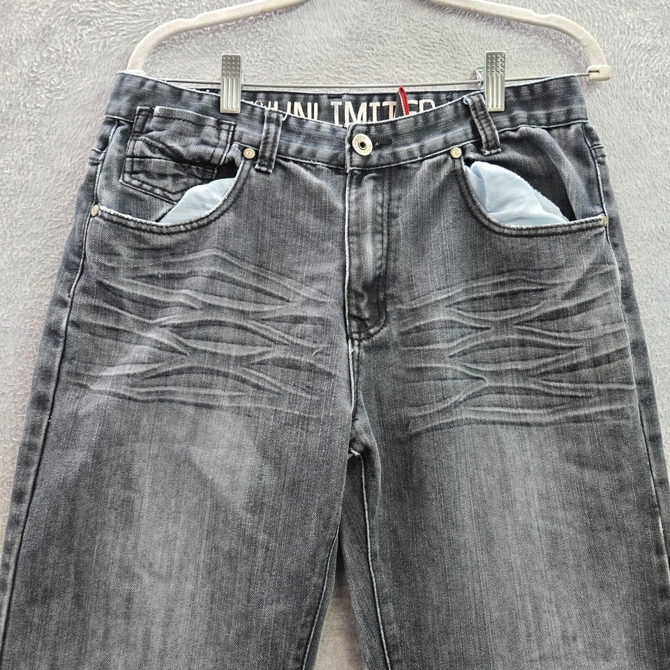 Ecko Unltd 男式牛仔裤 32x34 蓝色深洗直威士忌破损阅读 — 第 4/4 张图片