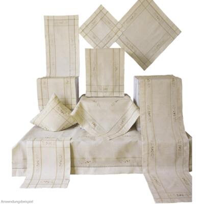 Tischwäsche Heimtextilien Blumenranken Hohlsaum Stick beige 1 Stk viele Modelle