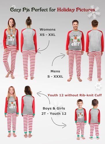 Family Christmas Pjs Matching Sets,Holiday Pajamas Xmas Jammies 4T Younger Elf - Picture 4 of 7