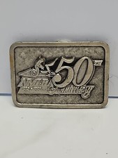 Vtg 1983 Pewter  Enamel Belt Buckle NMLRA 1933-1985 50th Siskiyou Buckle Co. S