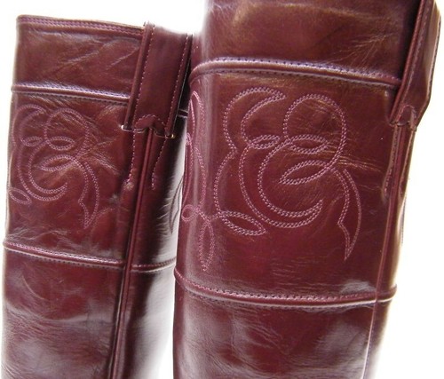BOTAS DE VAQUERO DE COLECCIÓN JUSTIN ALTAS DE CUERO BORGOÑA TALLA 6.5~1/2 B - Imagen 4 de 9