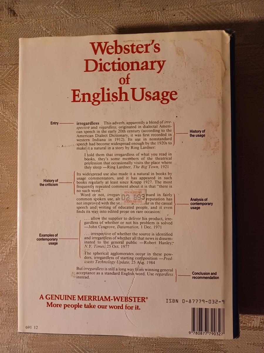 Websters Dictionary Of English Usage 1989 Merriam Webster