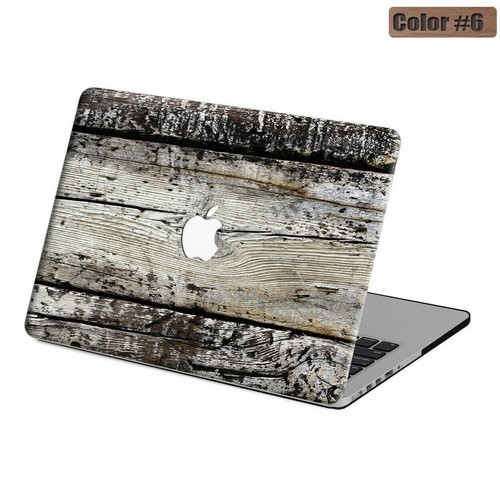 Funda rígida de goma clásica con patrón de madera para Macbook Pro Air 11 13 15 16 - Imagen 18 de 27