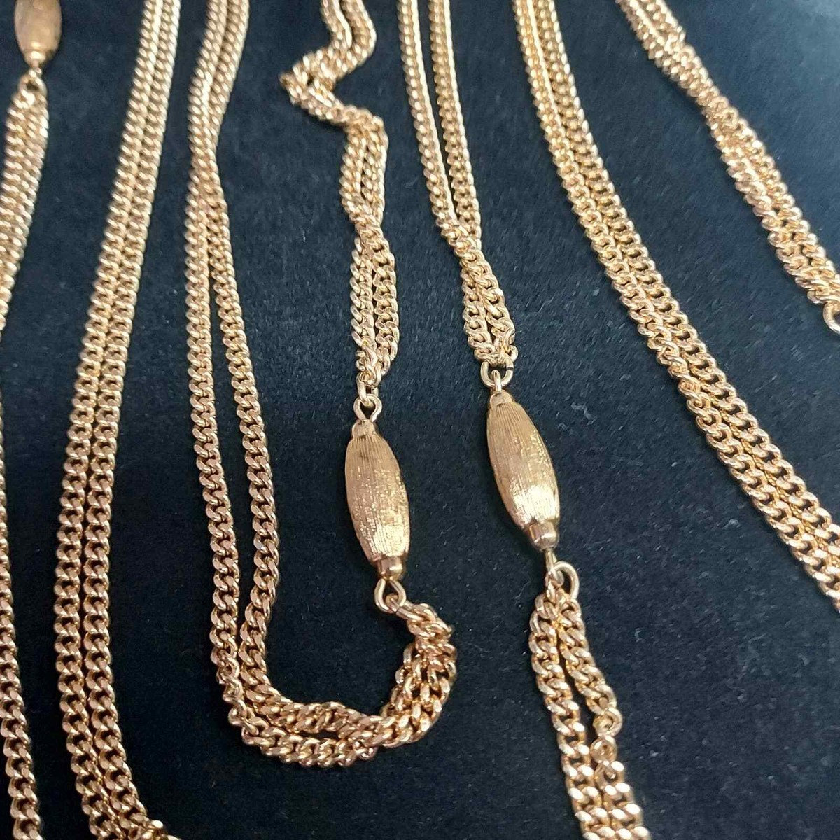 Vintage Monet Gold Tone Necklace Double Strand LONG Costume  display picture 2
