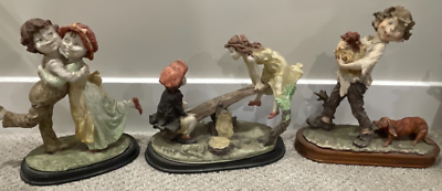 置物 g. Armani Giuseppe Armani DOG CHILDREN Giuseppe Armani Boy with Dog Statue/Figurine Plus Kids Teeter