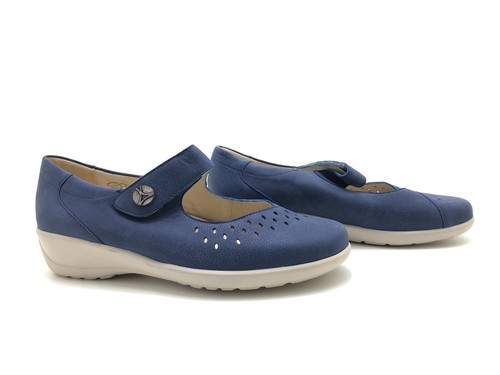 Goldkrone women's loafers size 37.5 ballerina casual shoes comfort shoes Blue - Picture 2 of 4