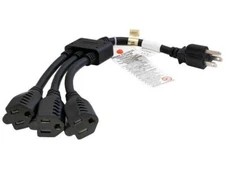 AYA 14 Inch Power Splitter Extension Cord (1-to-3) 14AWG NEMA 5-15P to 3X 5-15R