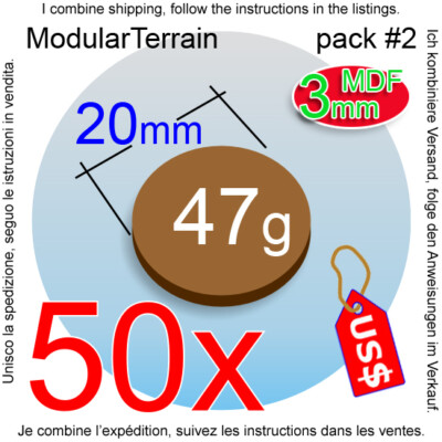50x 3mm MDF 20mm Round Base Warhammer 40k Infinity Age Of Sigmar AOS