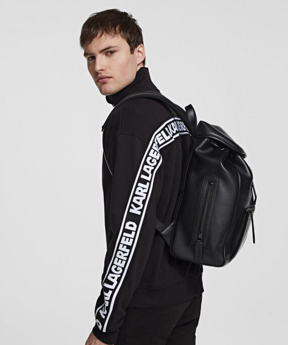 KARL LAGERFELD K/KARL BLACK SOFT LEATHER BACKPACK Unisex 