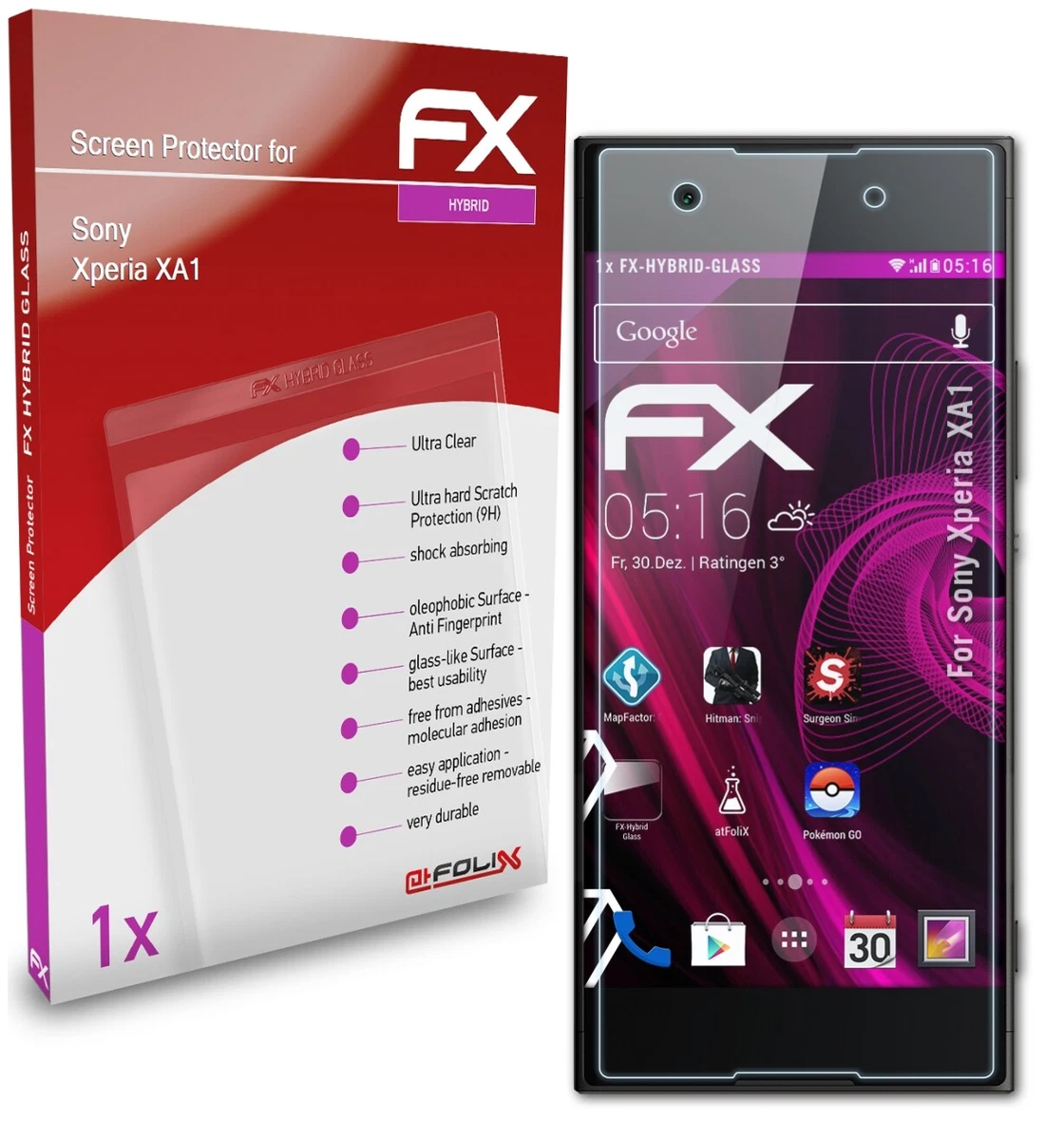 REY Pellicola In Vetro Temperato Per Sony Xperia XA1 Ultra - Protezione Schermo Premium, Durezza 9H E Rivestimento Oleofobico