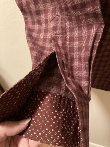 Ted Baker Mens Shirt Size 3 US M Burgundy Check Button Up Cotton - Picture 5 of 8