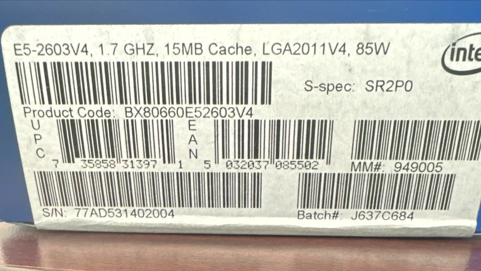 Intel Xeon E5-2603 V4 CPU 1.7GHz 6 Core Processor (BX80660E52603V4) NEW In Box - Image 2 of 4