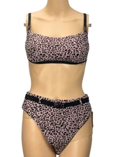 VICTORIAS SECRET SWIM SUIT SET BIKINI TOP LARGE + HIGH WAIST CHEEKY BOTTOM LARGE