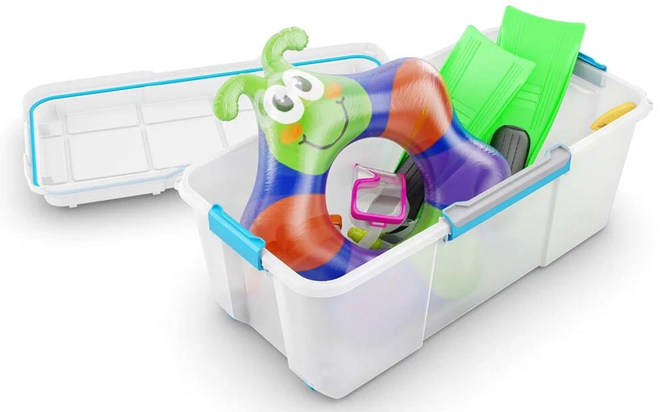 BAULE CONTENITORE TRASPARENTE CON COPERCHIO 73,5x44,5x46 cm - Immagine 3 di 4