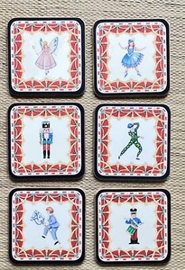 Coasters Nutcracker Deluxe Pimpernel 4inch Square Acrylate Cork Backed Set of 6