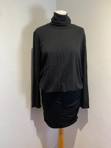 Abito Hush jersey tubino a strati L ottime condizioni increspato nero drappeggiato elegante casual elasticizzato - Foto 2 di 9