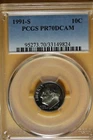 1991 S- PCGS PR70DCAM ROOSEVELT DIME #B43158