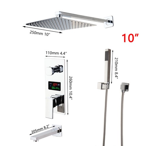 Set rubinetto doccia portatile soffione pioggia valvola miscelatore digitale a scomparsa 3 vie - Foto 11 di 15