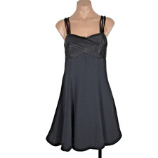 Vintage Dress Womens 10 Black 90s Strappy Sleeveless Sweetheart Chiffon LBD y2k