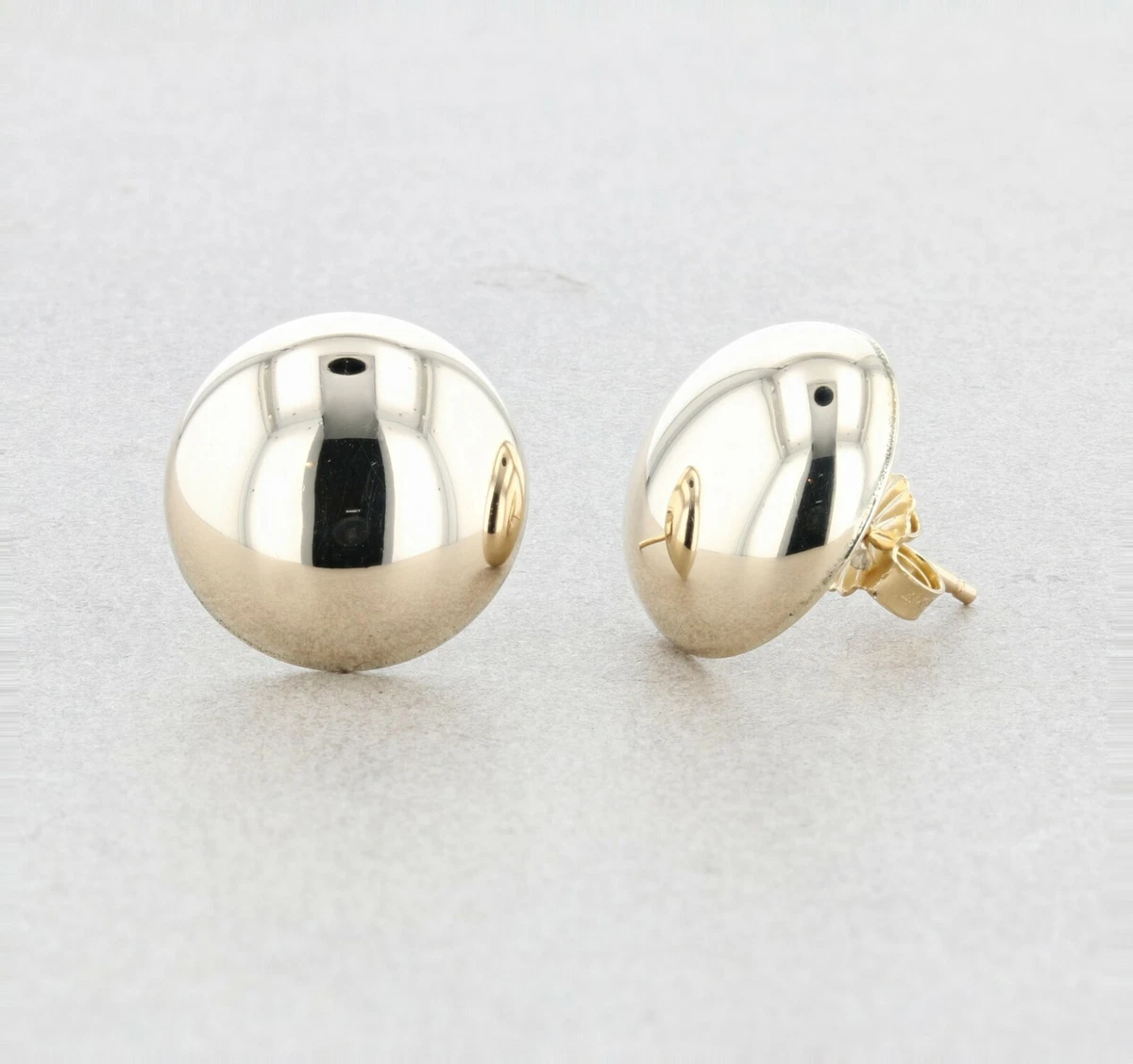 Large gold button earrings sale