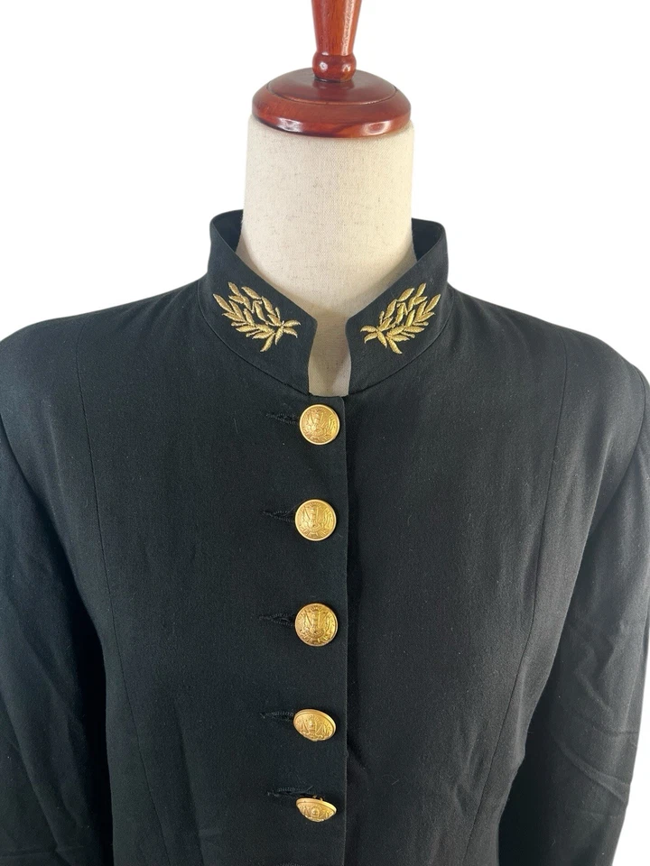 Chaqueta Blazer De Colección Militar Preppy Talla L Negro Dorado Botones Sgt Pepper Náutica Foto 3 de 4