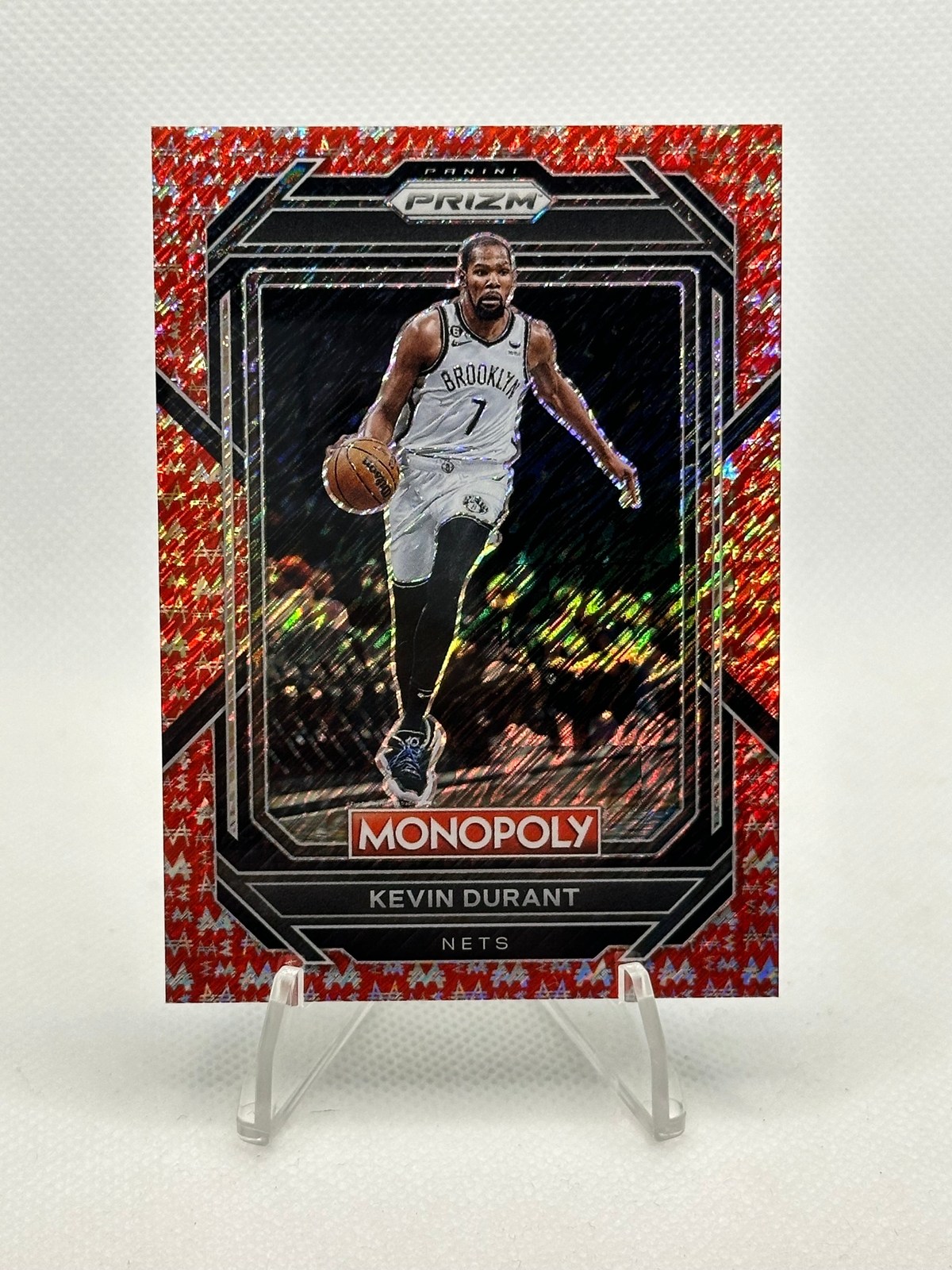 2022-23 Panini Prizm Monopoly #7 Kevin Durant /100 (Red Money Shimmer)