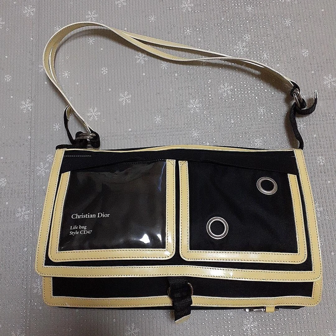 Sac Christian Dior vintage F/S photo femme mode bandoulière noir blanc